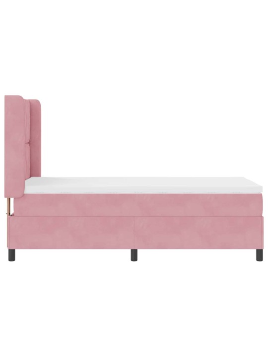 Kontinentaalvoodi madratsiga peaga roosa 90 x 190 cm samet
