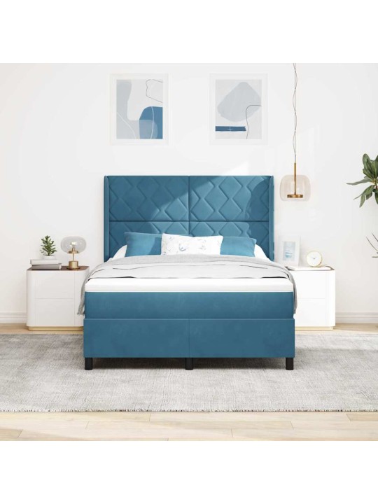 Kontinentaalvoodi madratsiga peaga sinine 140 x 200 cm samet