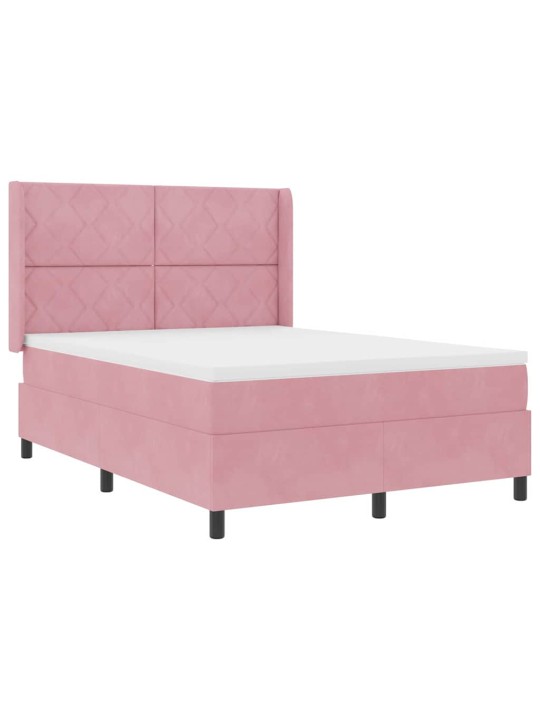 Kontinentaalvoodi madratsiga peaga roosa 160 x 200 cm samet
