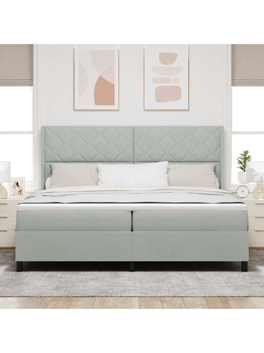 Kontinentaalvoodi madratsiga helehall 200 x 200 cm samet