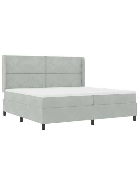 Kontinentaalvoodi madratsiga helehall 200 x 200 cm samet