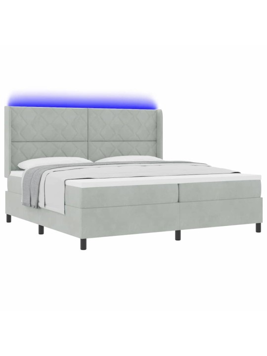 Kontinentaalvoodi madratsiga helehall 200 x 200 cm samet