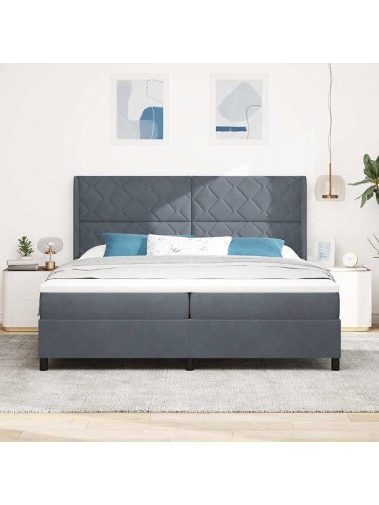Kontinentaalvoodi madratsiga tumehall 200 x 200 cm samet