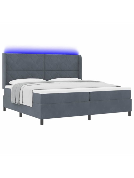 Kontinentaalvoodi madratsiga tumehall 200 x 200 cm samet