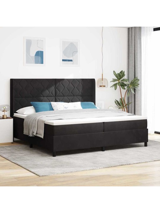 Kontinentaalvoodi madratsiga peaga must 200 x 200 cm samet