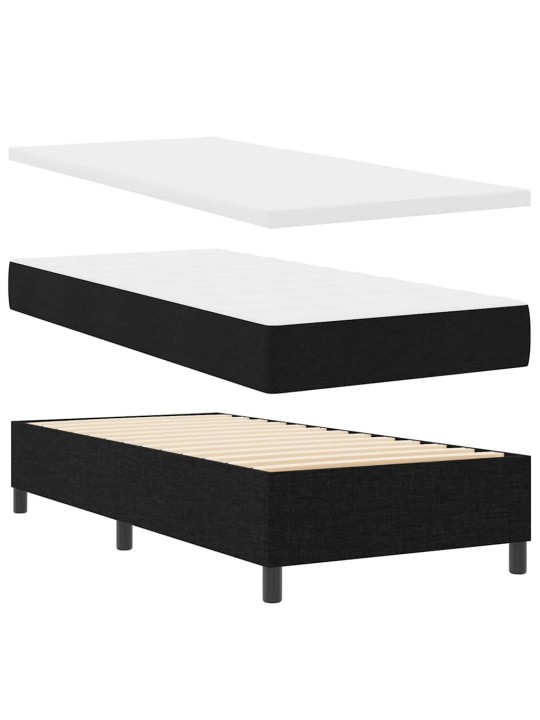 Kontinentaalvoodi madratsi ja peatsiga must 80 x 200 cm kangas