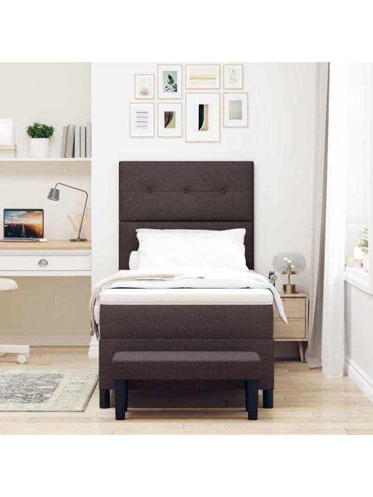Kontinentaalvoodi madratsiga tume pruun 80 x 200 cm kangas