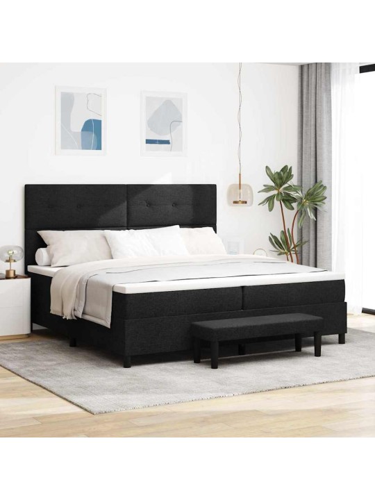 Kontinentaalvoodi madratsi ja peatsiga must 200 x 200 cm kangas