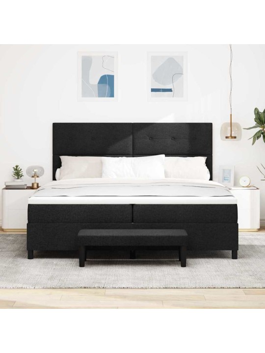 Kontinentaalvoodi madratsi ja peatsiga must 200 x 200 cm kangas
