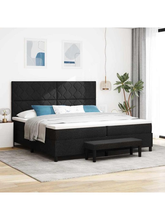 Kontinentaalvoodi madratsi ja peatsiga must 200 x 200 cm kangas