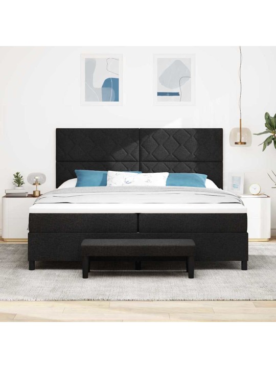 Kontinentaalvoodi madratsi ja peatsiga must 200 x 200 cm kangas