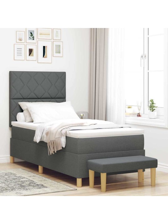 Kontinentaalvoodi madratsi ja peatsiga tumehall 90 x 200 cm kangas
