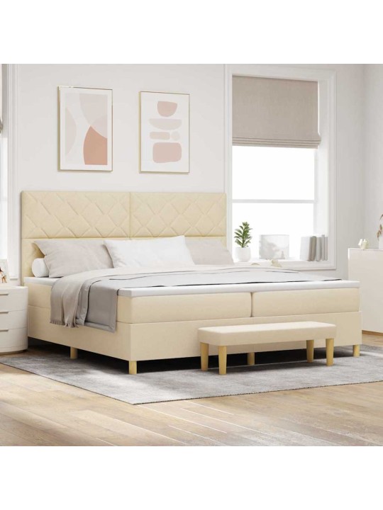Kontinentaalvoodi madratsi ja peatsiga kreemjas 200 x 200 cm kangas