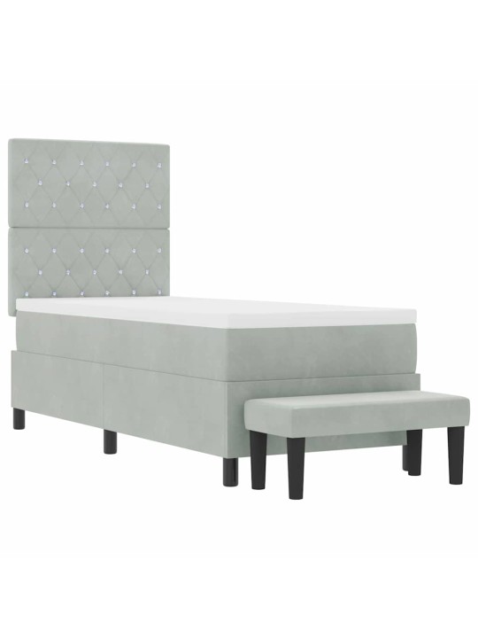 Kontinentaalvoodi madratsi ja peatsiga helehall 80 x 200 cm samet