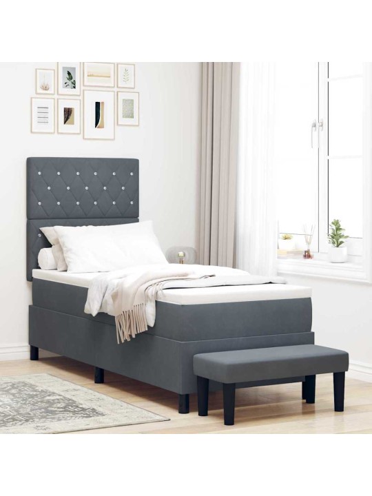 Kontinentaalvoodi madratsi ja peatsiga tumehall 80 x 200 cm samet