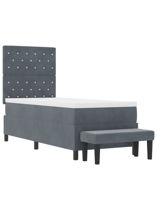 Kontinentaalvoodi madratsi ja peatsiga tumehall 80 x 200 cm samet