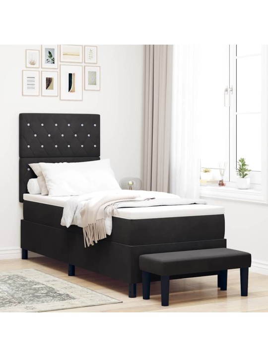 Kontinentaalvoodi madratsi ja peatsiga must 80 x 200 cm samet