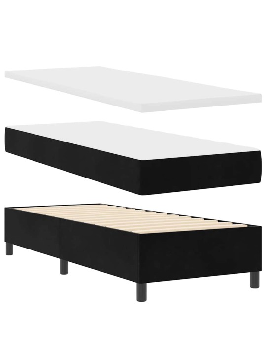 Kontinentaalvoodi madratsi ja peatsiga must 80 x 200 cm samet