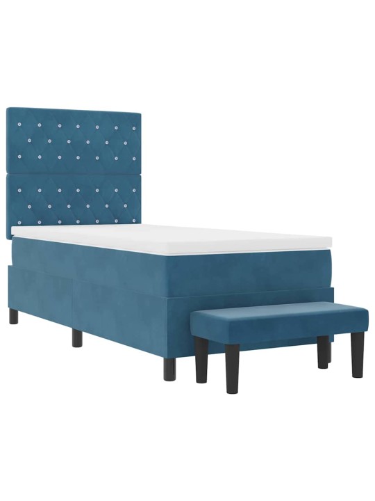 Kontinentaalvoodi madratsiga tumesinine 90 x 190 cm samet
