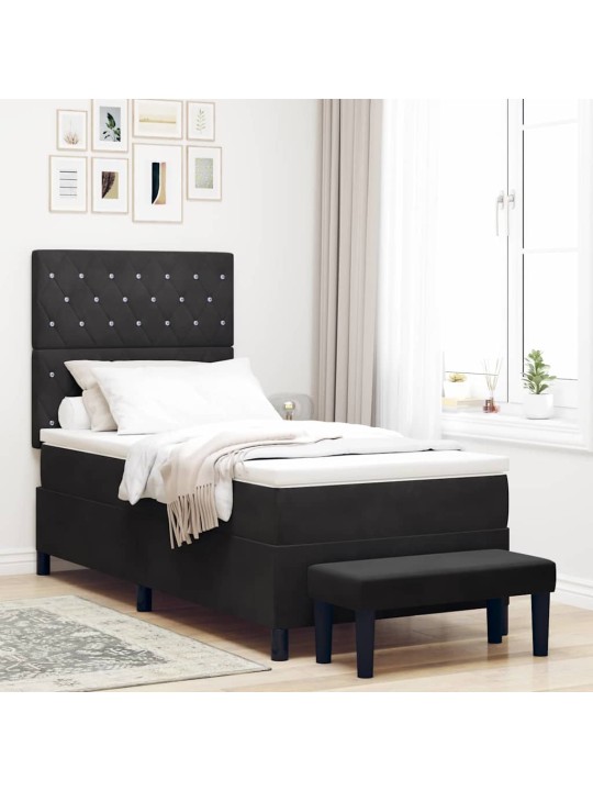 Kontinentaalvoodi madratsi ja peatsiga must 90 x 200 cm samet