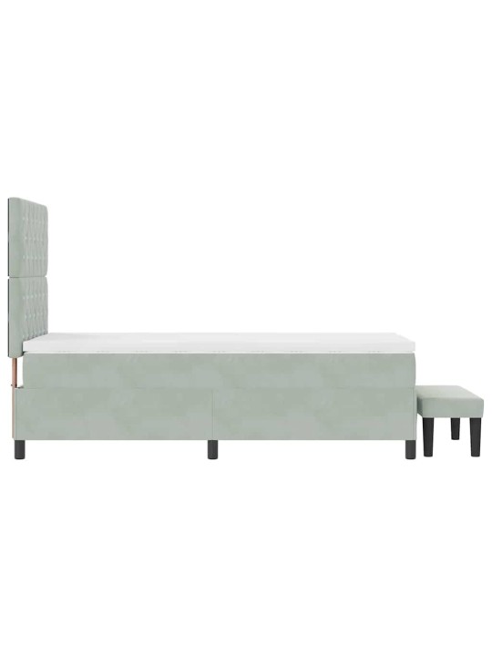 Kontinentaalvoodi madratsi ja peatsiga helehall 100 x 200 cm samet