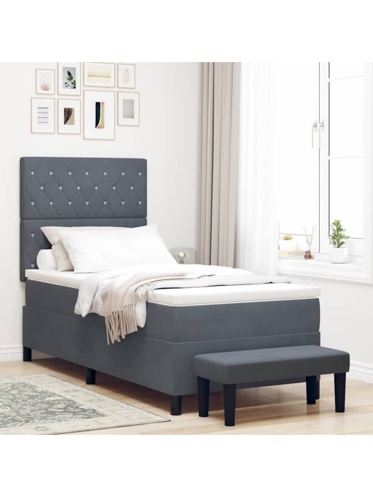 Kontinentaalvoodi madratsi ja peatsiga tumehall 100 x 200 cm samet