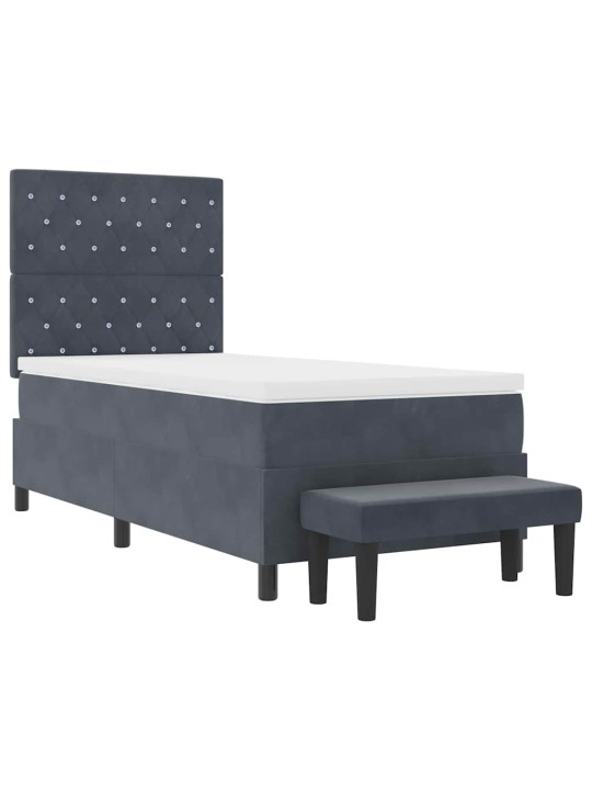Kontinentaalvoodi madratsi ja peatsiga tumehall 100 x 200 cm samet