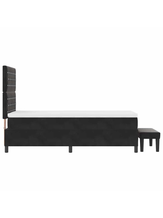 Kontinentaalvoodi madratsi ja peatsiga must 100 x 200 cm samet
