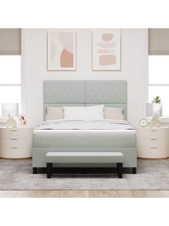 Kontinentaalvoodi madratsi ja peatsiga helehall 140 x 190 cm samet