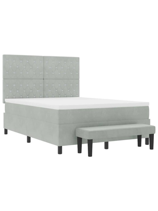 Kontinentaalvoodi madratsi ja peatsiga helehall 140 x 190 cm samet