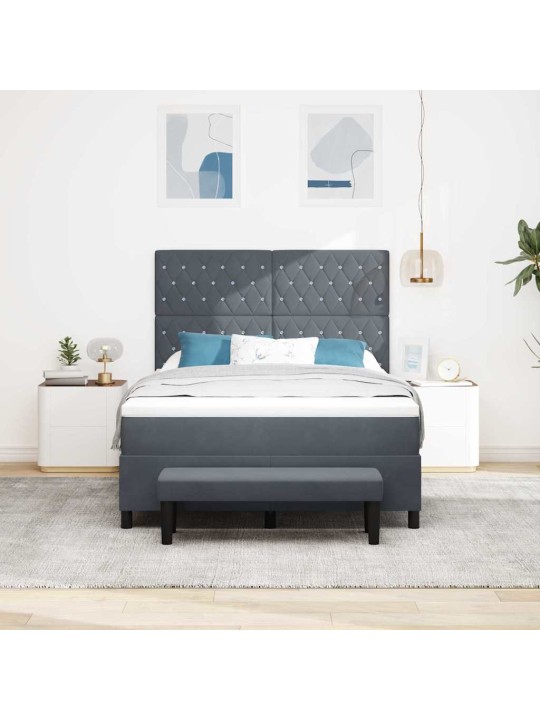 Kontinentaalvoodi madratsi ja peatsiga tumehall 140 x 190 cm samet