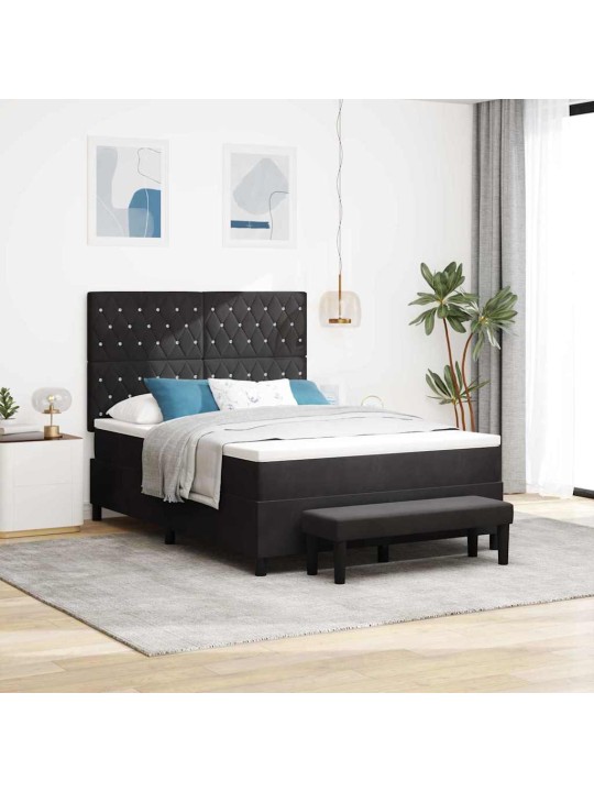 Kontinentaalvoodi madratsi ja peatsiga must 140 x 190 cm samet