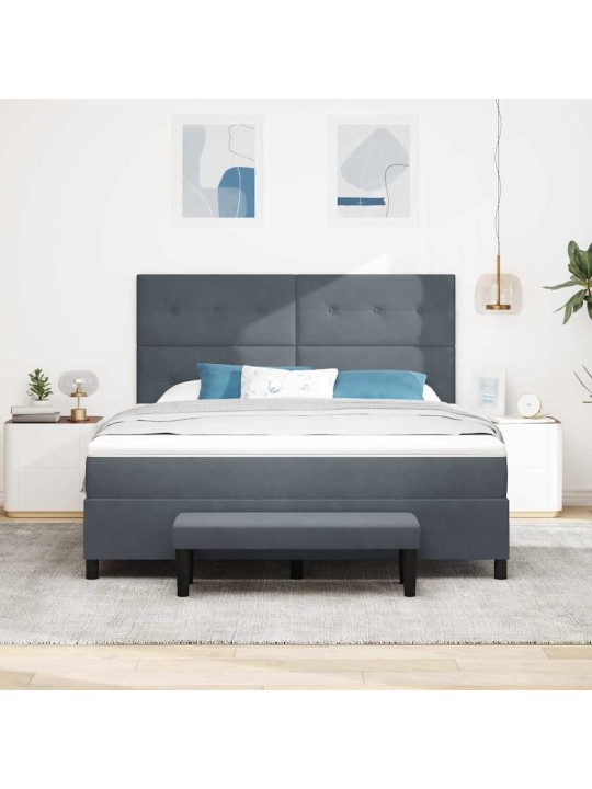 Kontinentaalvoodi madratsi ja peatsiga tumehall 180 x 200 cm samet