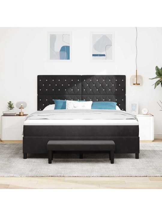 Kontinentaalvoodi madratsi ja peatsiga must 180 x 200 cm samet