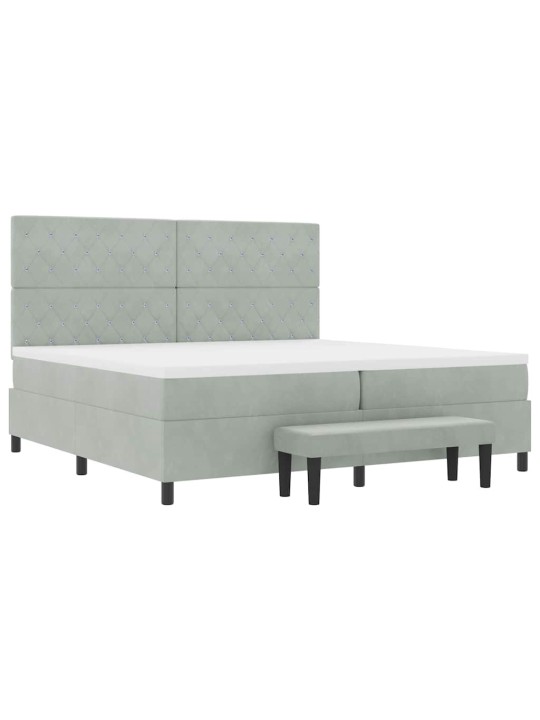 Kontinentaalvoodi madratsi ja peatsiga helehall 200 x 200 cm samet