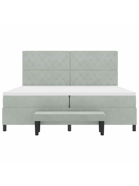 Kontinentaalvoodi madratsi ja peatsiga helehall 200 x 200 cm samet
