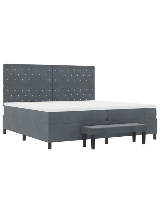 Kontinentaalvoodi madratsi ja peatsiga tumehall 200 x 200 cm samet
