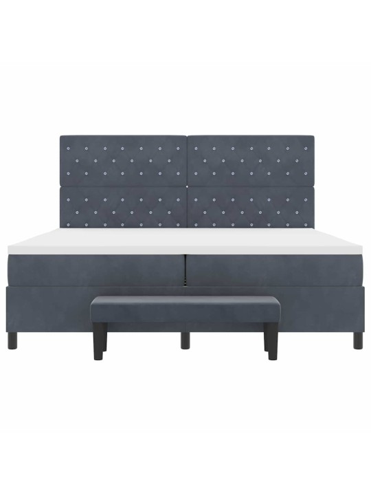 Kontinentaalvoodi madratsi ja peatsiga tumehall 200 x 200 cm samet