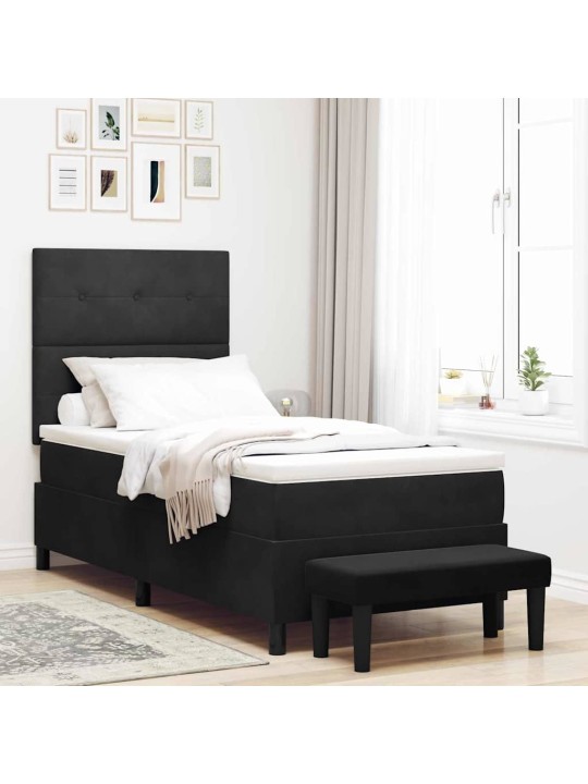 Kontinentaalvoodi madratsi ja peatsiga must 80 x 200 cm samet