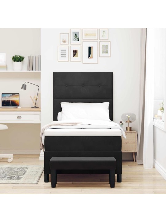 Kontinentaalvoodi madratsi ja peatsiga must 80 x 200 cm samet