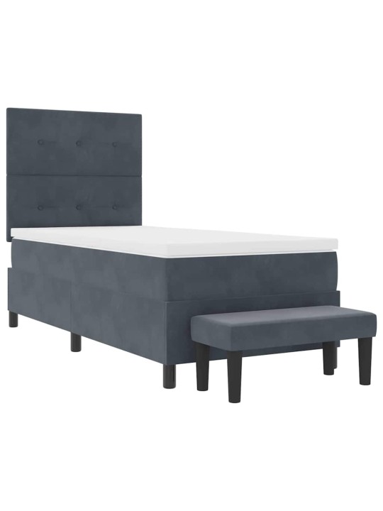 Kontinentaalvoodi madratsi ja peatsiga tumehall 90 x 200 cm samet
