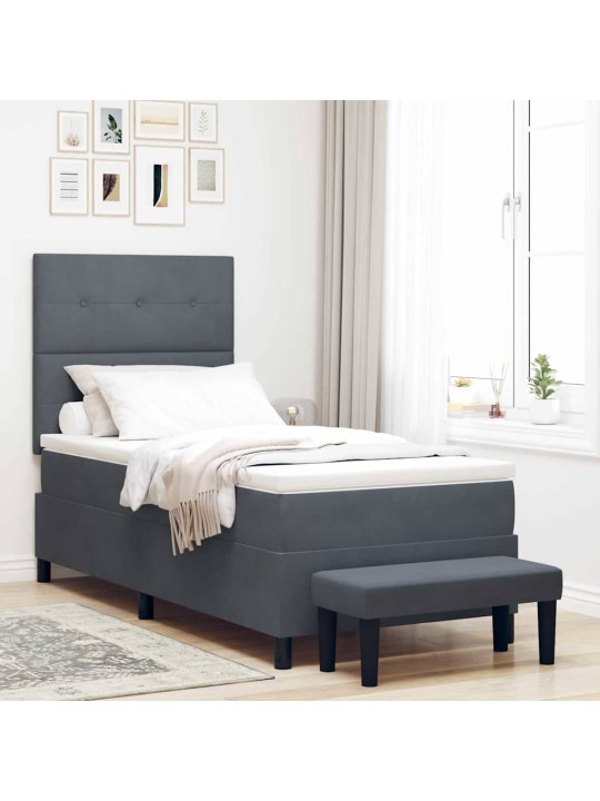 Kontinentaalvoodi madratsi ja peatsiga tumehall 100 x 200 cm samet