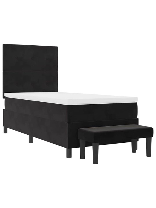 Kontinentaalvoodi madratsi ja peatsiga must 100 x 200 cm samet