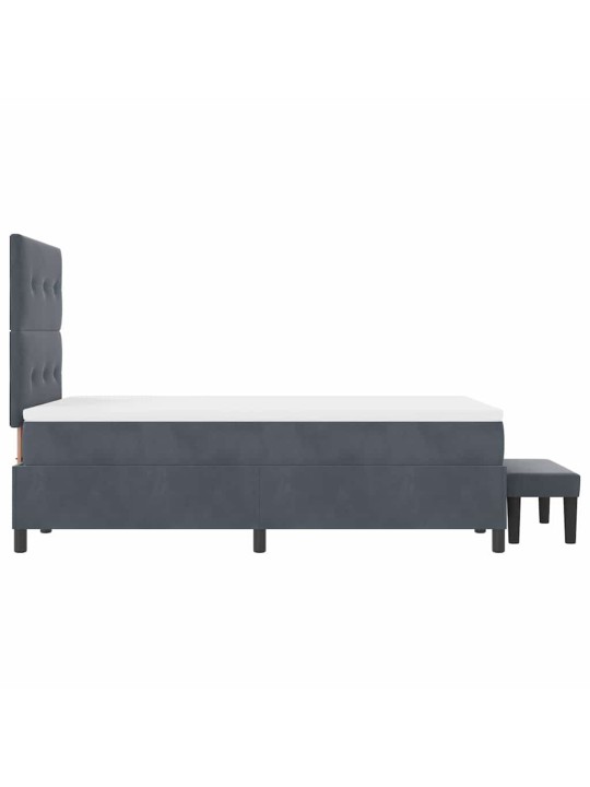 Kontinentaalvoodi madratsi ja peatsiga tumehall 120 x 190 cm samet