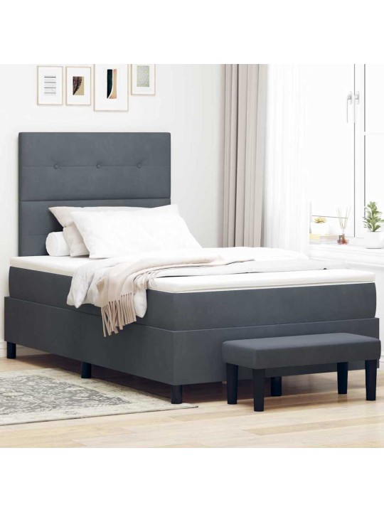 Kontinentaalvoodi madratsi ja peatsiga tumehall 120 x 200 cm samet