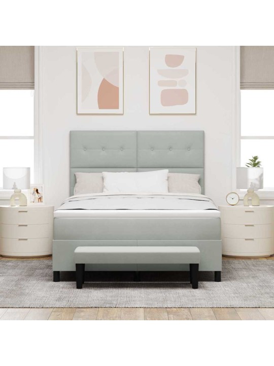 Kontinentaalvoodi madratsi ja peatsiga helehall 140 x 190 cm samet