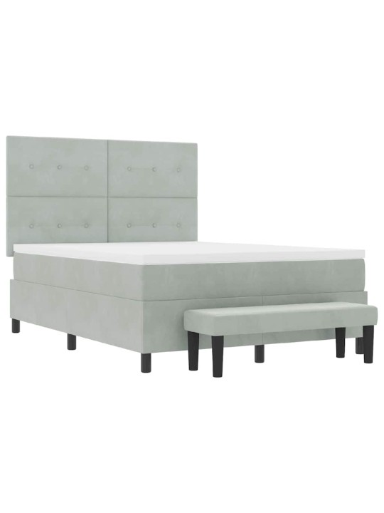 Kontinentaalvoodi madratsi ja peatsiga helehall 140 x 190 cm samet