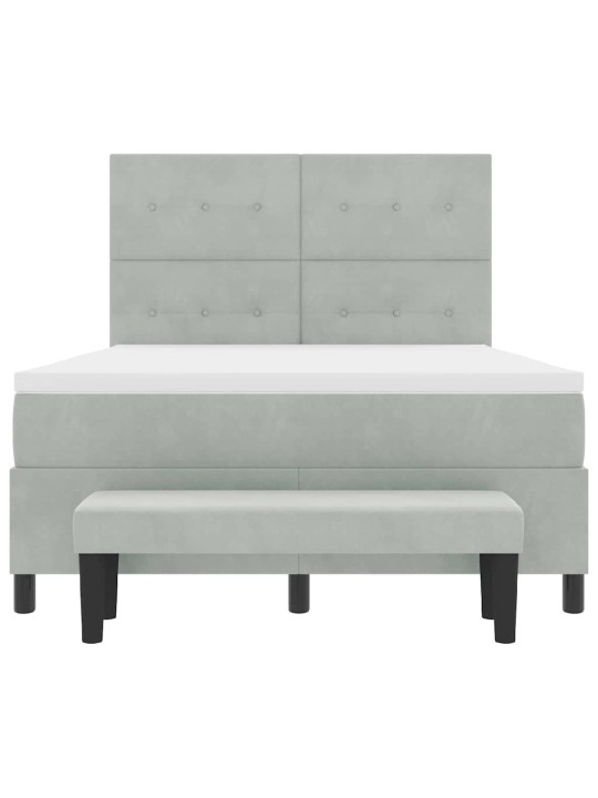 Kontinentaalvoodi madratsi ja peatsiga helehall 140 x 190 cm samet