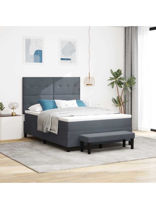 Kontinentaalvoodi madratsi ja peatsiga tumehall 140 x 190 cm samet