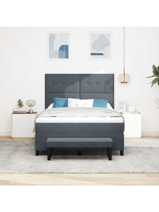 Kontinentaalvoodi madratsi ja peatsiga tumehall 140 x 190 cm samet